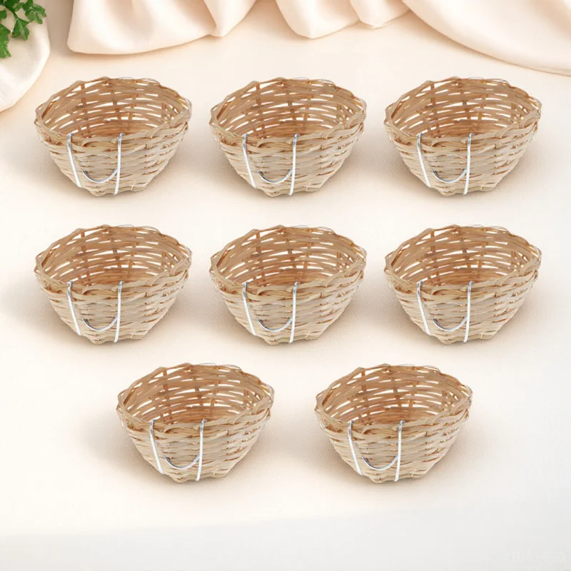 

8 Pcs Hanging Bird Nests with Hook Supplies Handmade Bamboo Bird's for Birds