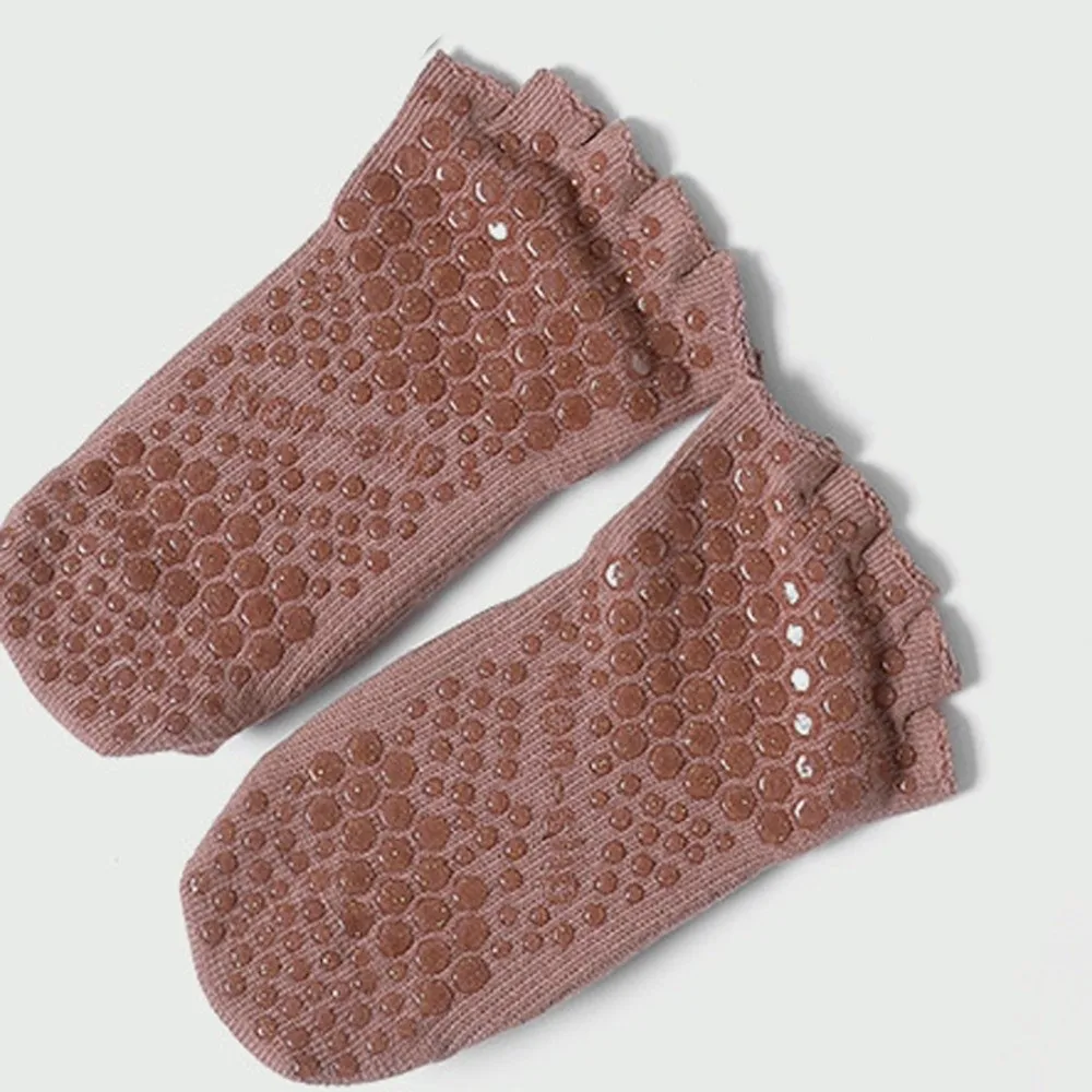 1 Pair Anti Slip Five Finger Yoga Socks Full Five Finger Cross Strap Split Finger Yoga Socks Cotton Heel Protector
