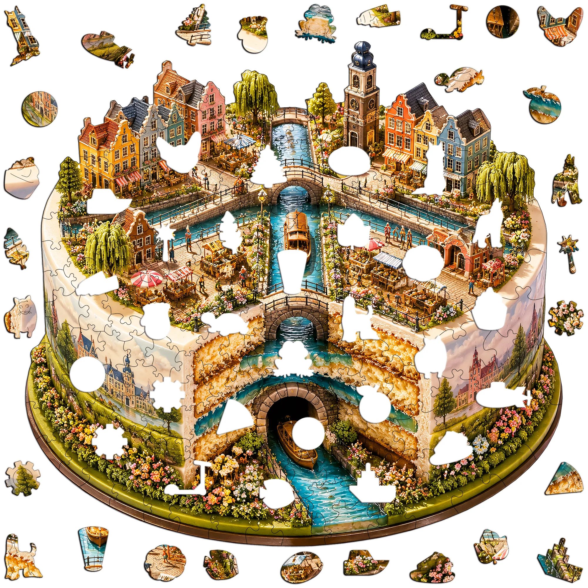 Sweet Town Flat Wooden Puzzle Puzzle Game Toy Animal Jigsaw Puzzle Tabletop Puzzle Game Gift for Teens and Kids