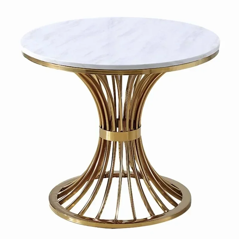 Luxury Marble Table Modern Apartment Sofa Table Creative Iron End Side Small Round Coffee Table Golden Round