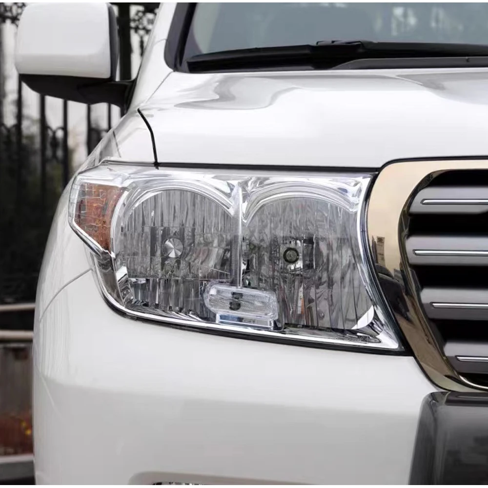 

Автоматические колпачки для переднего освещения для Toyota Land Cruiser LC200 2007-2011, крышка автомобильных фар, прозрачный стеклянный абажур, стеклянный корпус линзы