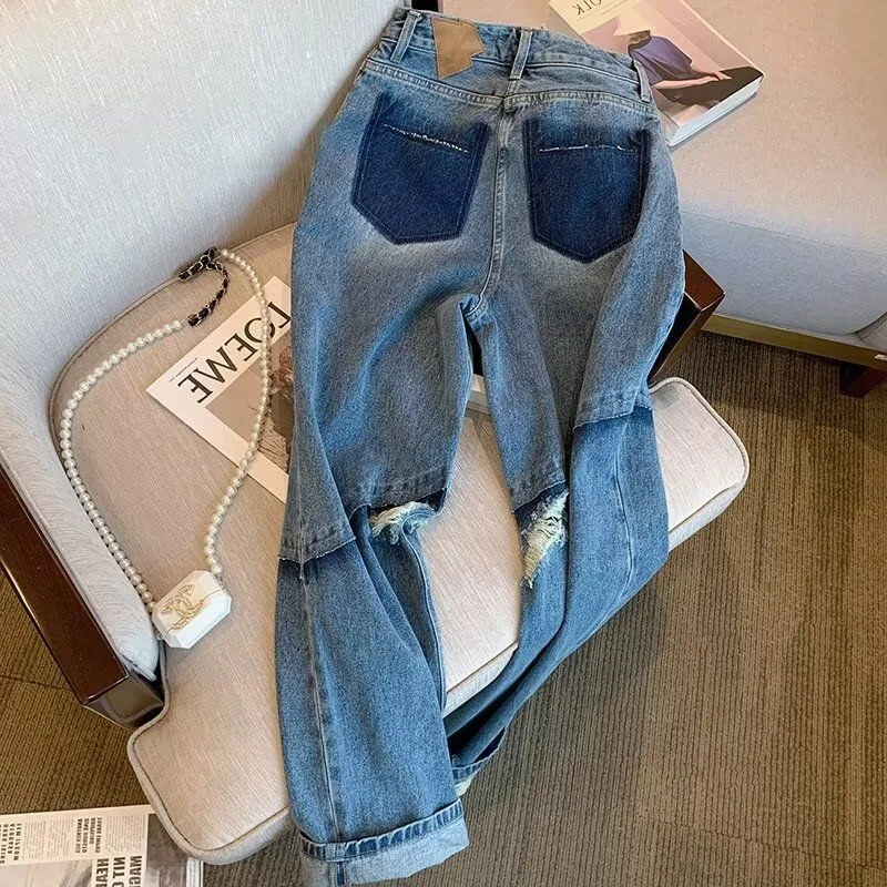 

American Retro Men's Flared Jeans mid Waist Straight Leg Cotton Polyester Blend Winter Wear Casual Slim Fit Zipper Closure