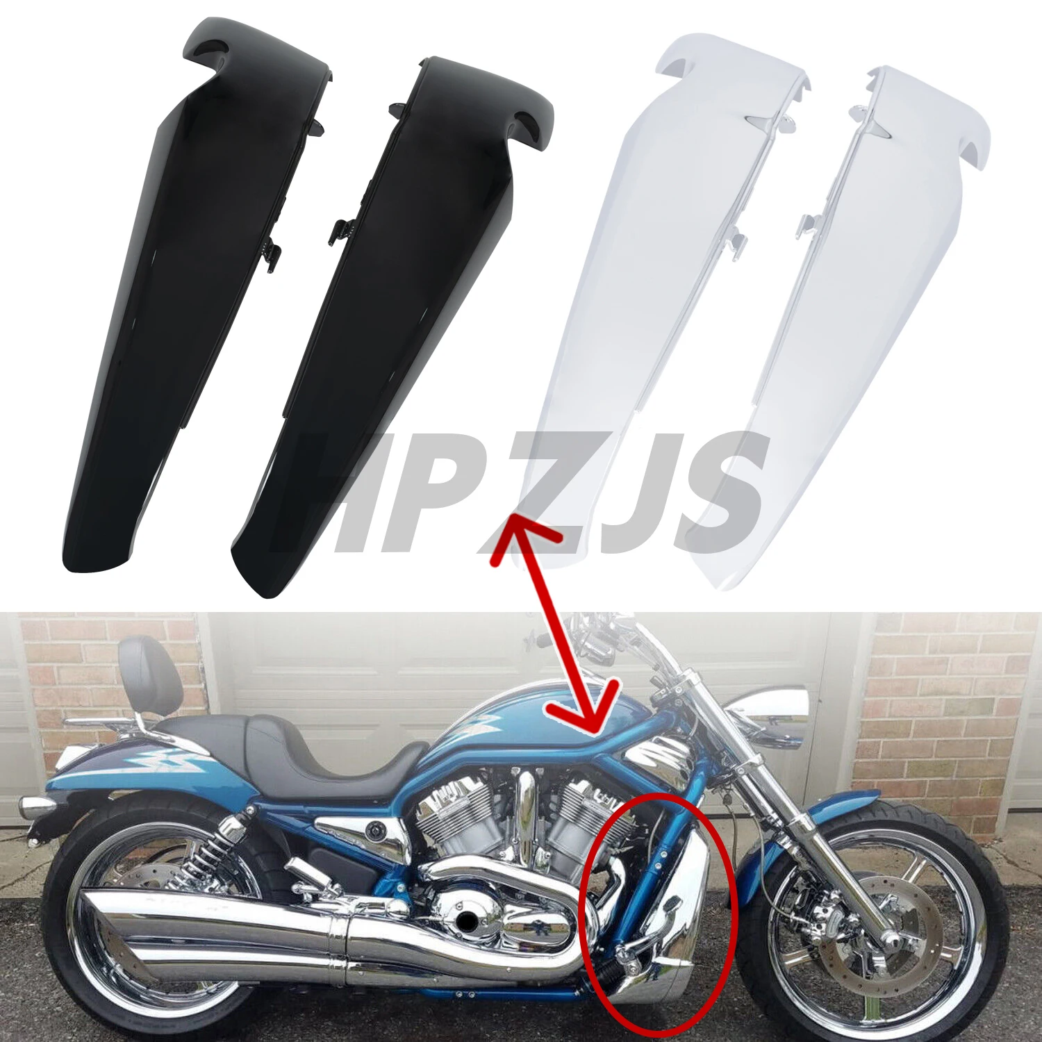 

For Harley Davidson V Rod VROD VRSC 2001-2023 Motorcycle Radiator Side Covers Shrouds Chrome/Gloss Black