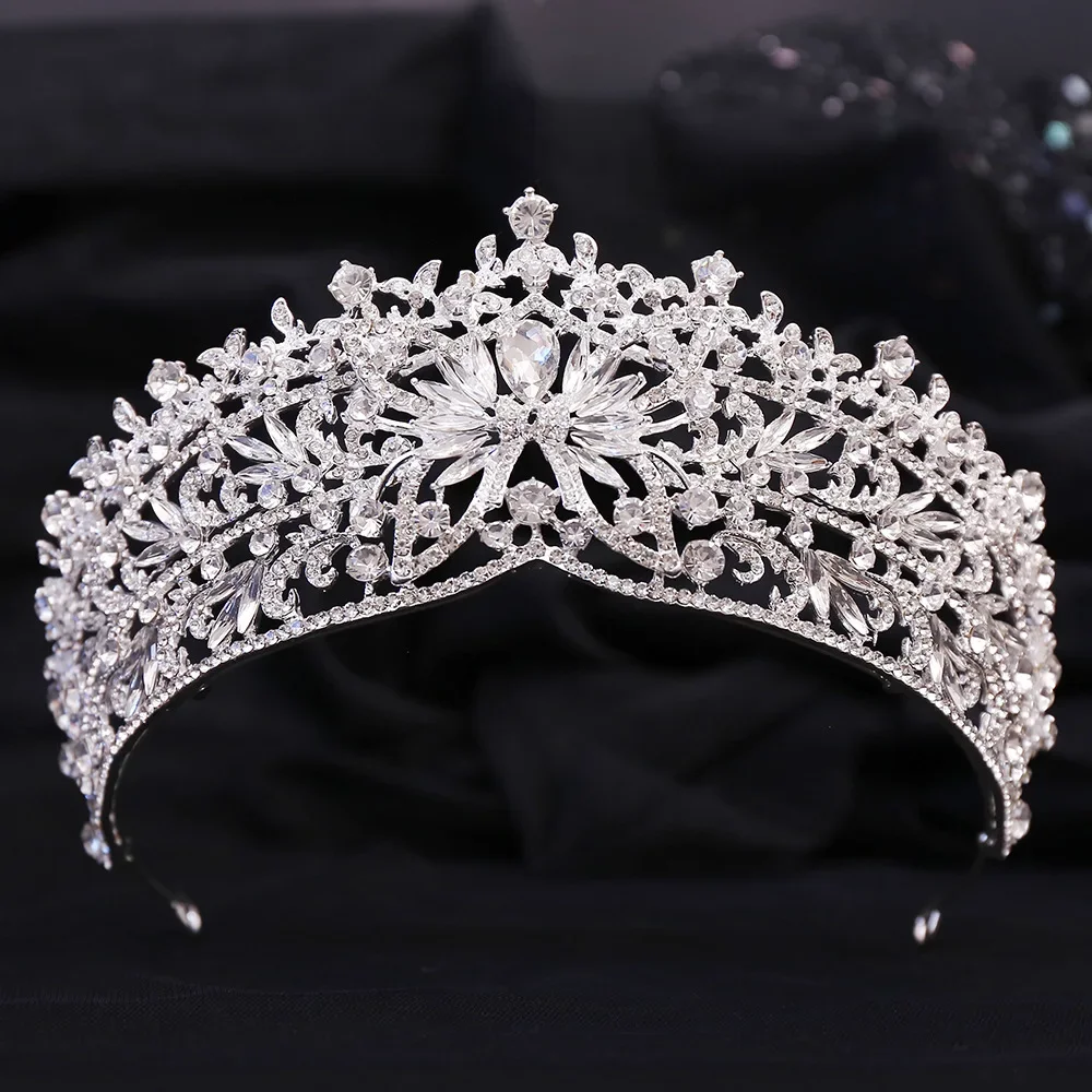 

Silver Gold Color Crystal Crowns Bride Tiara Fashion Queen for Wedding Crown Headpiece Wedding Hair Jewelry Accessories