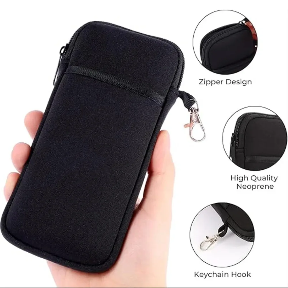 Nylon Fabric Phone /Glasses Zipper Pouch with Carabiner Bag For Samsung iphone Xiaomi Smartphone Case Outdoor Sport Phone Cover view 5