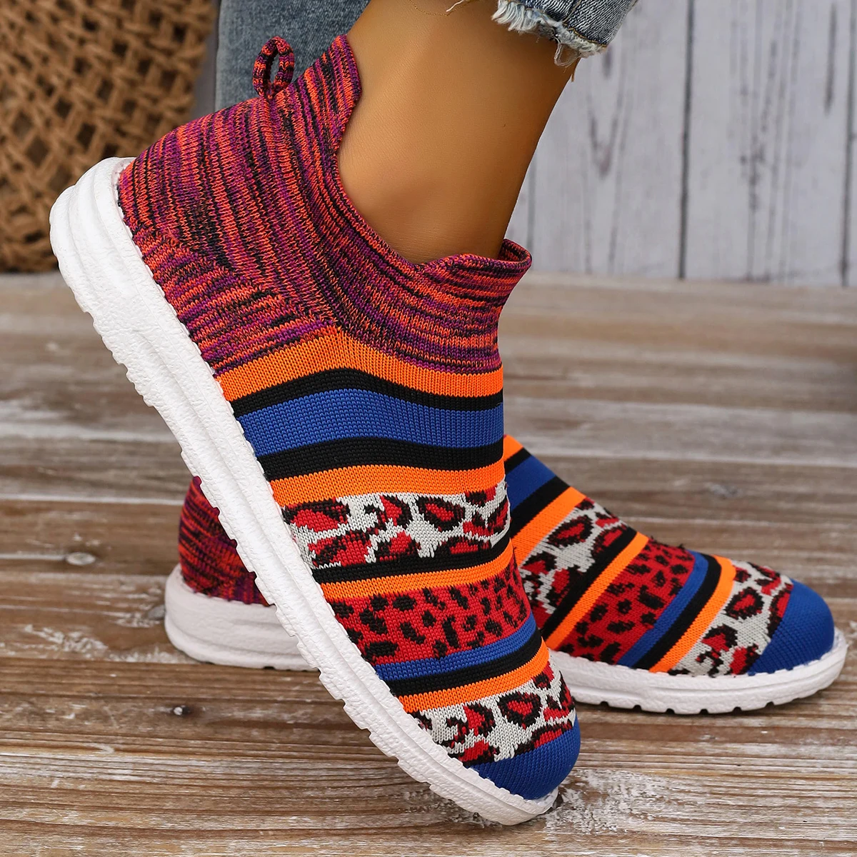 Frauen Turnschuhe lässig gemütlich stricken Walking Designer Schuhe Frauen neuen Trend Mode flache Turnschuhe Frauen Mesh atmungsaktive Slipper