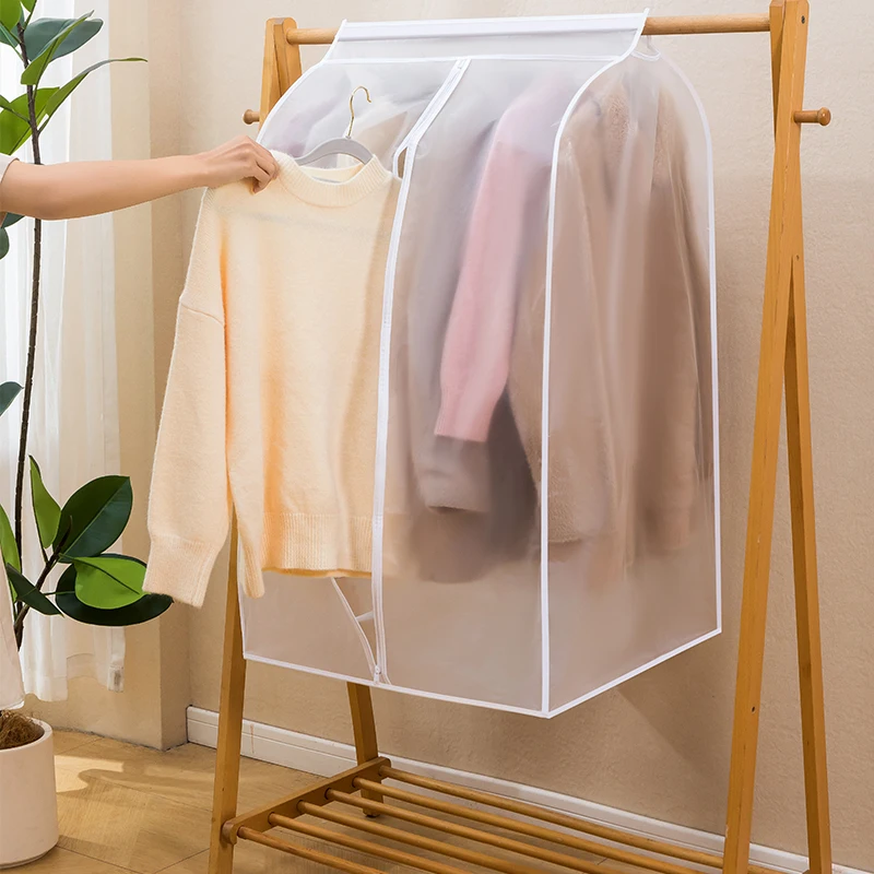 1PC Clear Garment Bag For Hanging Clothes- Suit Bags For Closet Storage, Plastic Clothes Storage Bag For Suit Coat Dress, Closet