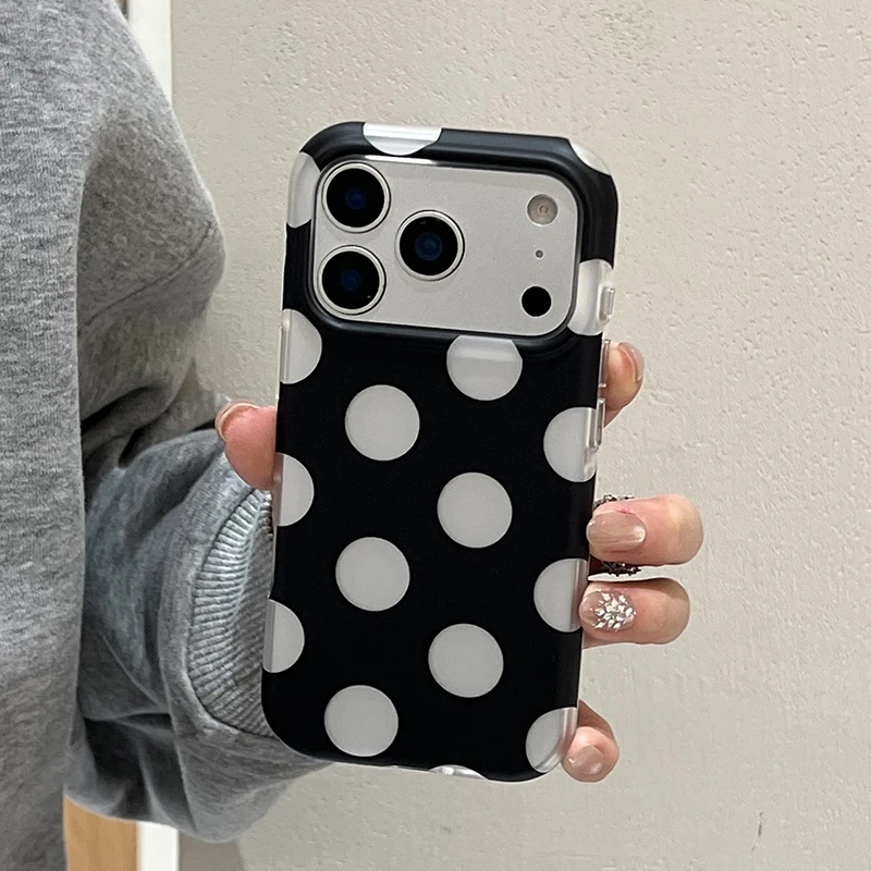 Fundas de Teléfono con Diseño de Puntos para iPhone 15 16 17 Pro Max, Funda 13 14 Pro, Carcasa Rígida IMD TPU a Prueba d