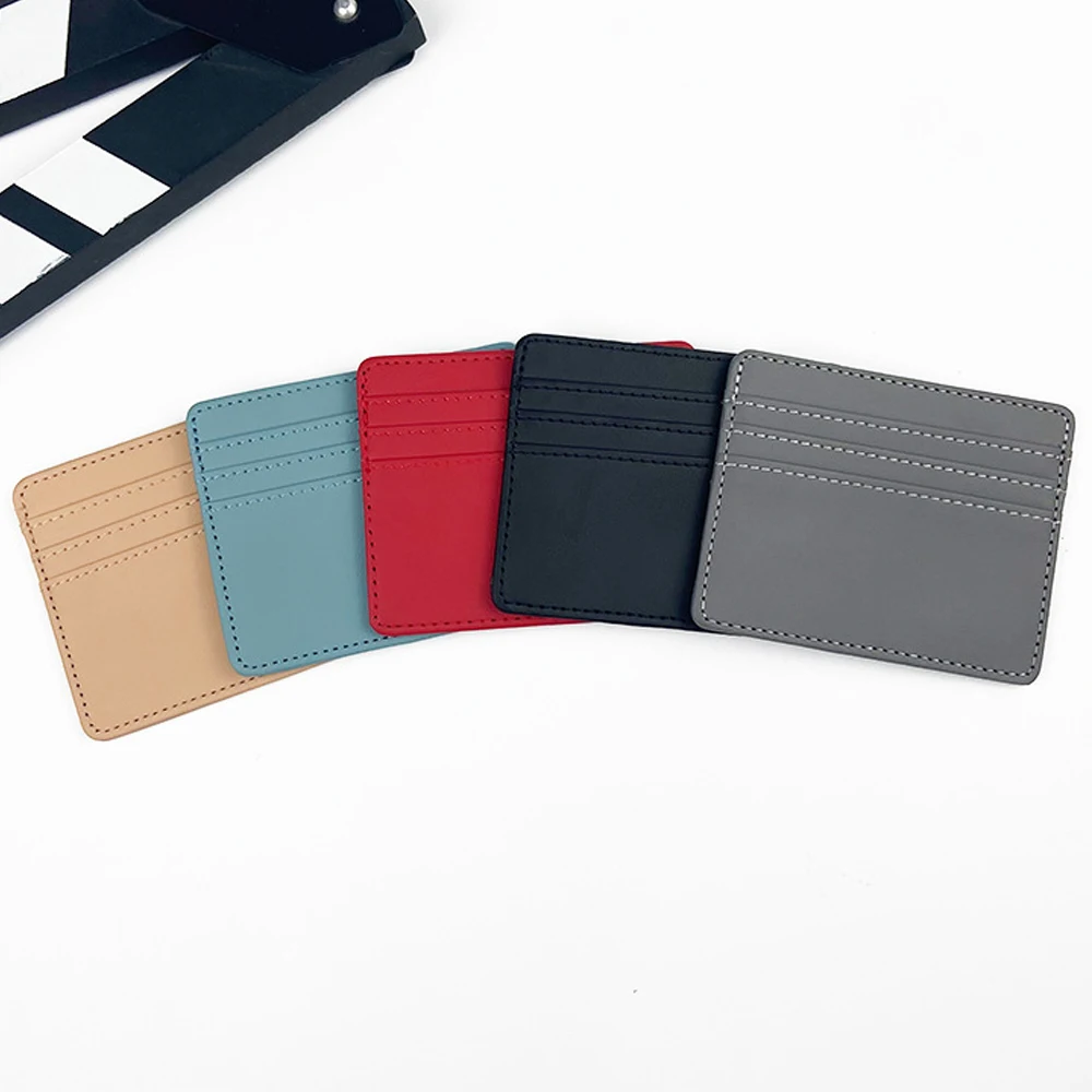 

Mini Ultra-thin PU Leather Wallet 4 Slots Cardholder Slim Bank Credit Card Holder Men's Business Small ID Case for Women Purse