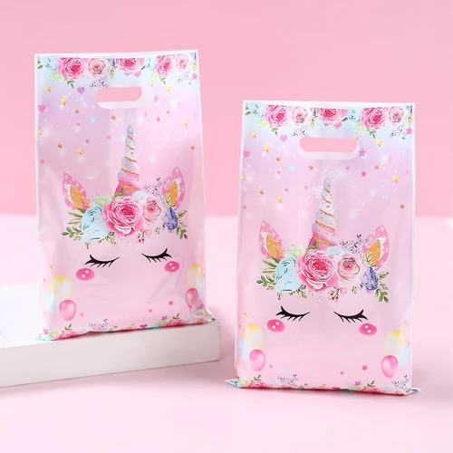 유니콘 생일 파티 장식 핸드백 캔디 가방, 어린이 선물 포장 가방, 첫 번째 생일 베이비 샤워 소녀 파티 용품, 10 개, 25 개, 50 개 