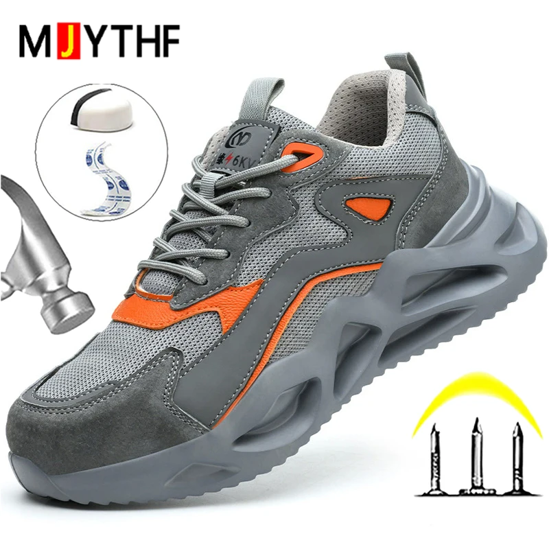 

Men Safety Shoes Anti-smash Work Shoes Anti puncture Indestructible Shoes Non-slip Protection Shoes Steel Toe Sneakers Men Boots