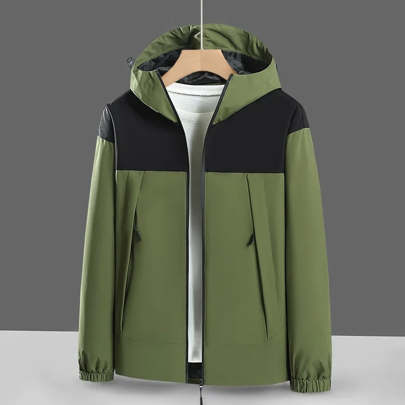 

Faionable Men's Hooded Jaet 2025 New Sle Color Blo Long Sve Outerwear Korean Version Stand Fit Autumn Wear