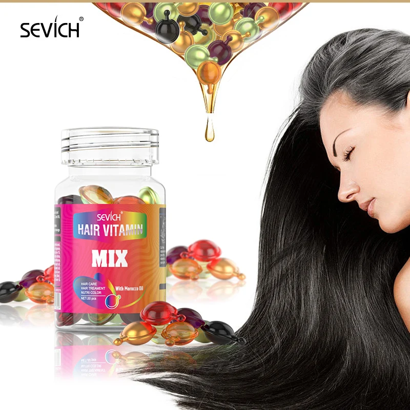 12 Colors Hair Vitamin Capsules Keratin Complex Oil Hair Serum Repair Damaged Hair Anti-Loss Moroccan Oil Hair Mask Hair Care