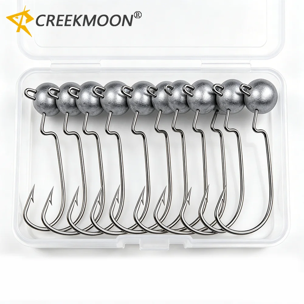 10 Stück Jigging Metallköder-Haken 3,5/5/7/10g Gewichte Breite Offset-Angelhaken Weiche Köder-Jigs mit Widerhaken für Barsch-Angeln