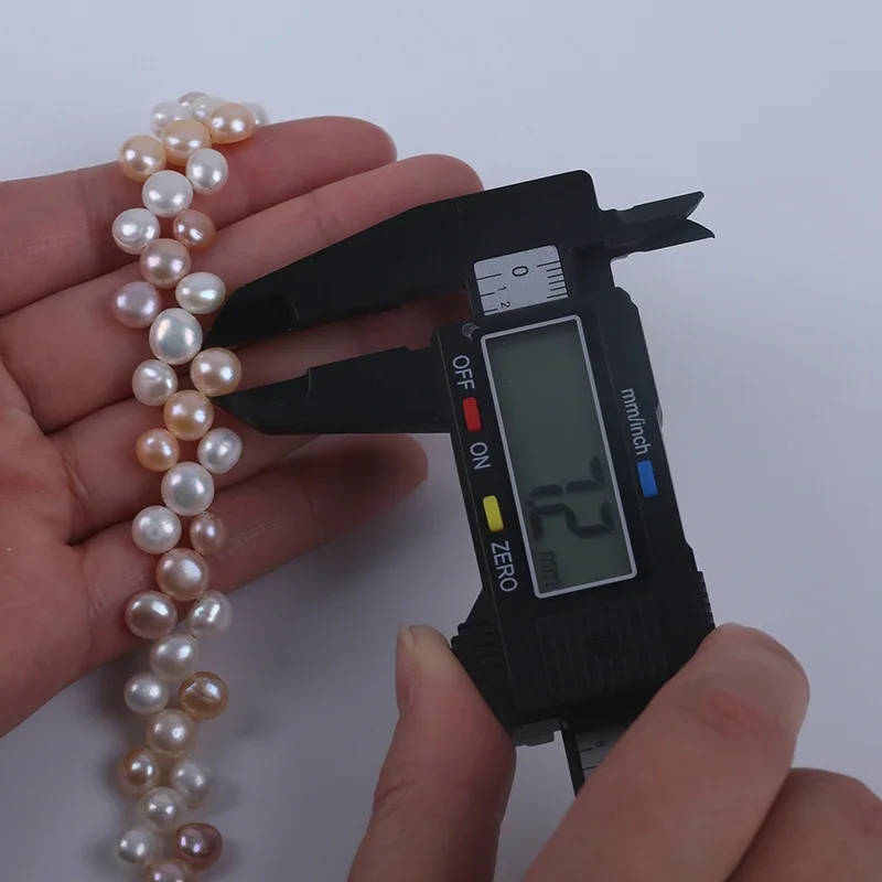 6mm-7mm-8mm white/mixed color button shape cultured real freshwater pearl handmade necklace and bracelet jewelry set