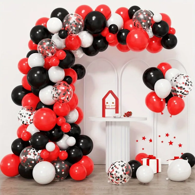 53-Piece Black Red Silver Latex Balloons Graduation Party Birthday Racing Poker Decorations Indoor and Outdoor Party Decorations view 5