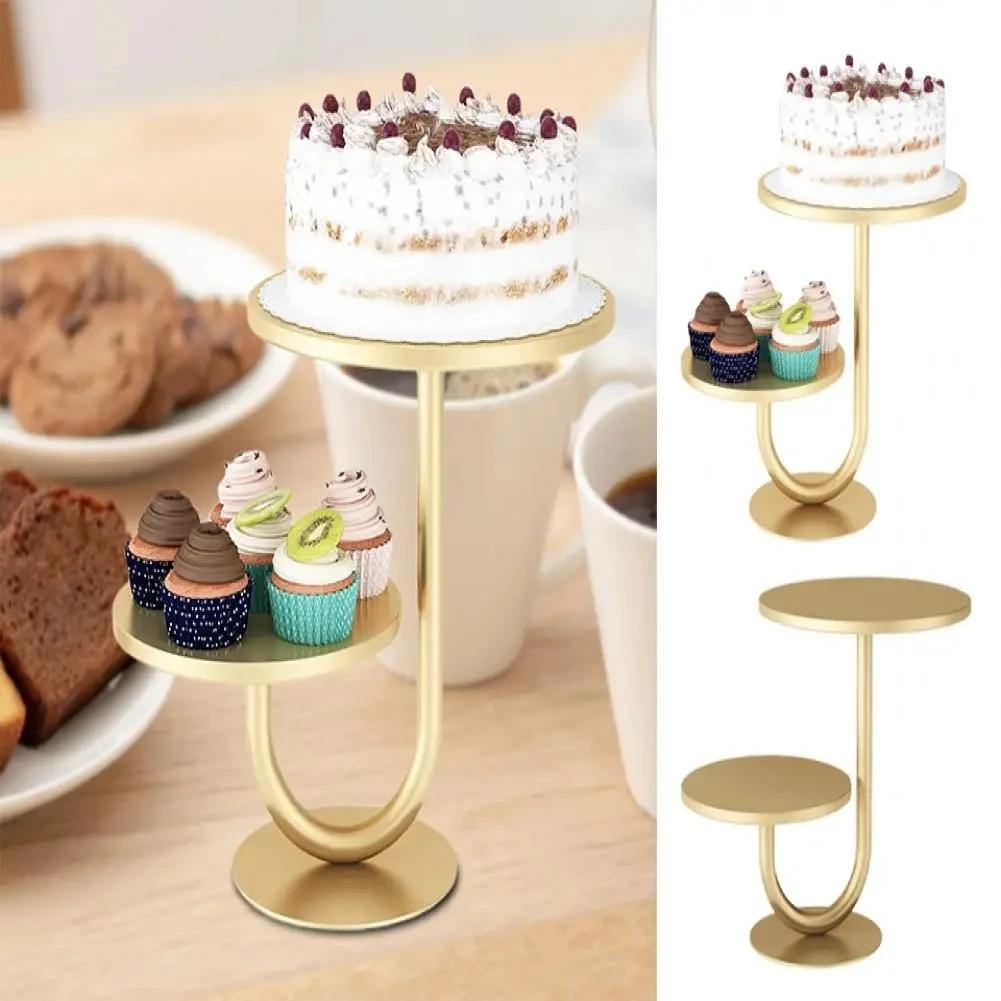 Cupcake Holder Party Accessories 2-tier Cake Stand Simple Installation Cupcake Dessert Display with Round Serving Tray