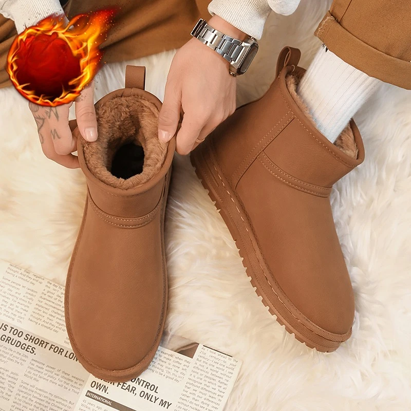 

Men's Classic Snow Boots Short Ankle Boots Winter Super Warm Soft Man Shoes Fashion Cozy Outdoor Snow Boot for Men