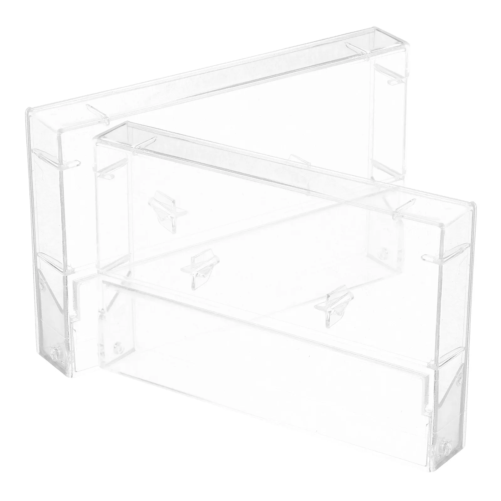 2Pcs Clear Plastic Cassette Tape Case Audio Cassette Storage Box Vintage Tape Protector Dustproof Moisture Resistant Display