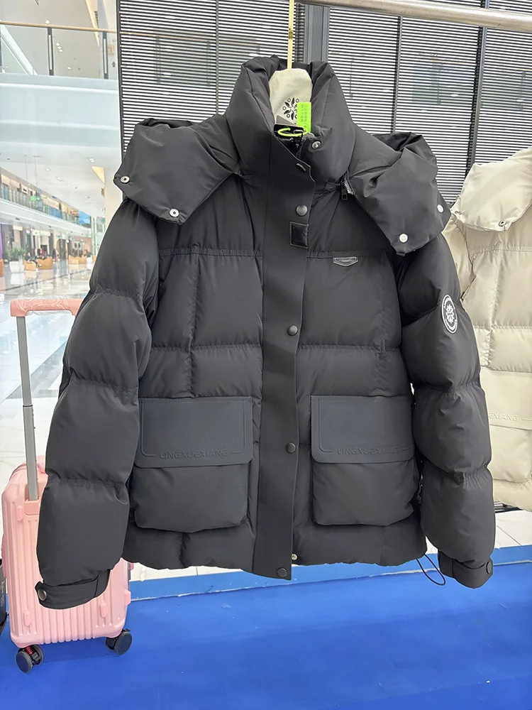 冬の極寒対応カップルダウンジャケット 男女兼用 フード付き 厚手 暖かい 90%ホワイトダックダウン ふわふわコート