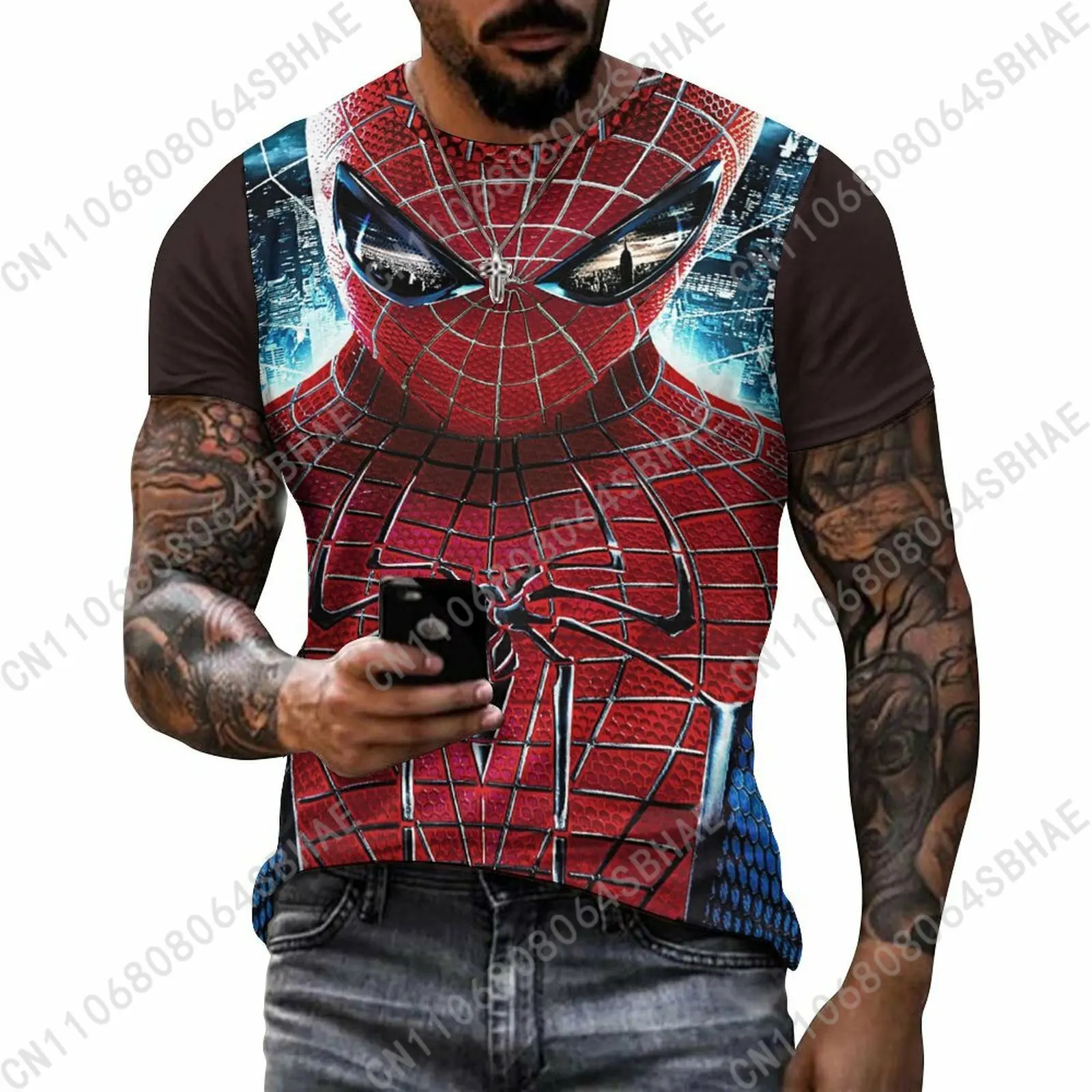 

Marvel Spider Man Custom Pattern Men's Cotton T-Shirt Short Sleeve Tee Men Tops Personalized Tshirt Summer Cosplay