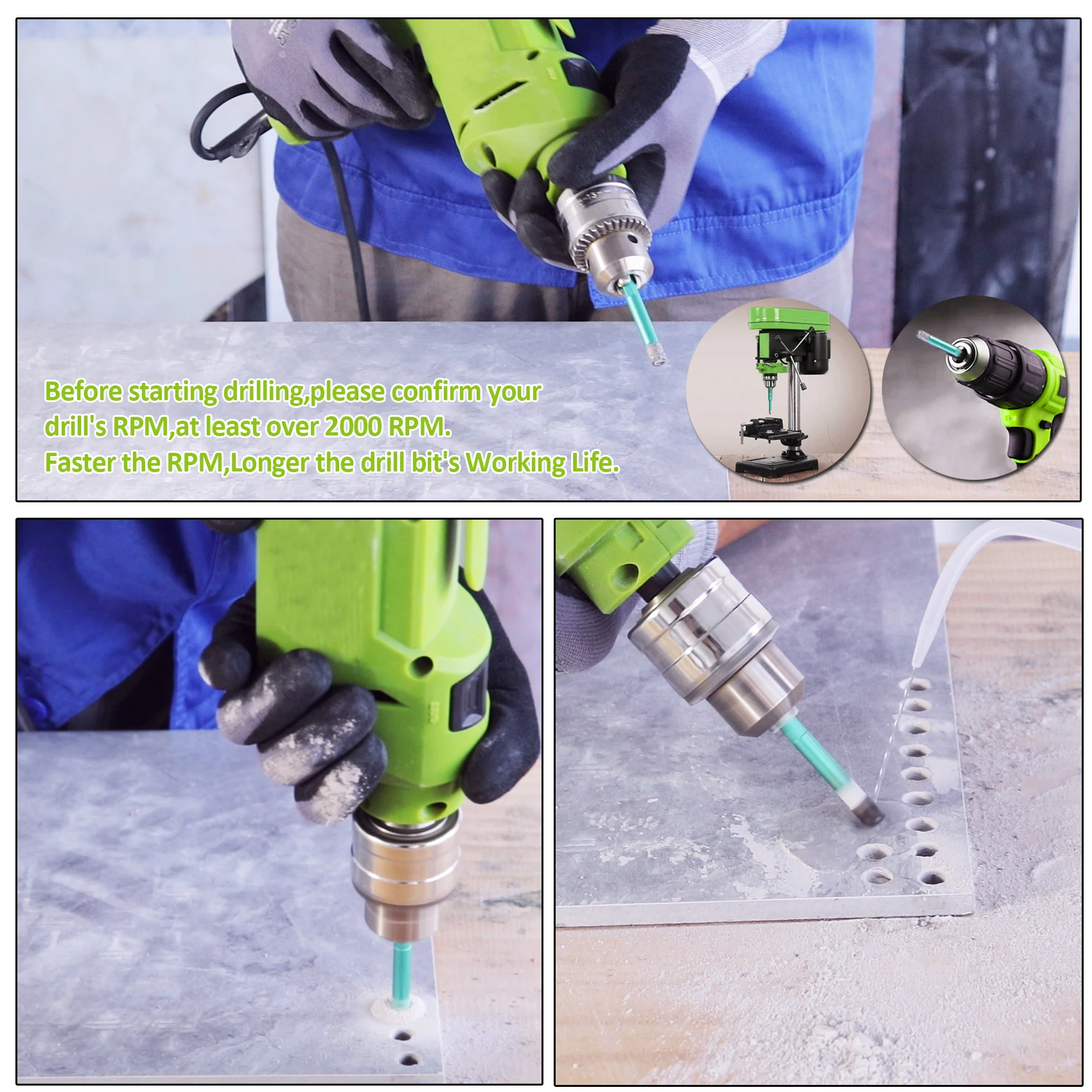 FACHLICH 5pcs/set Hex Shank Dry Drill Core Bits Marble Granite Tile Hand Drilling Tool Hole Saw Dia 6/6/10/12/14mm Quick Fit