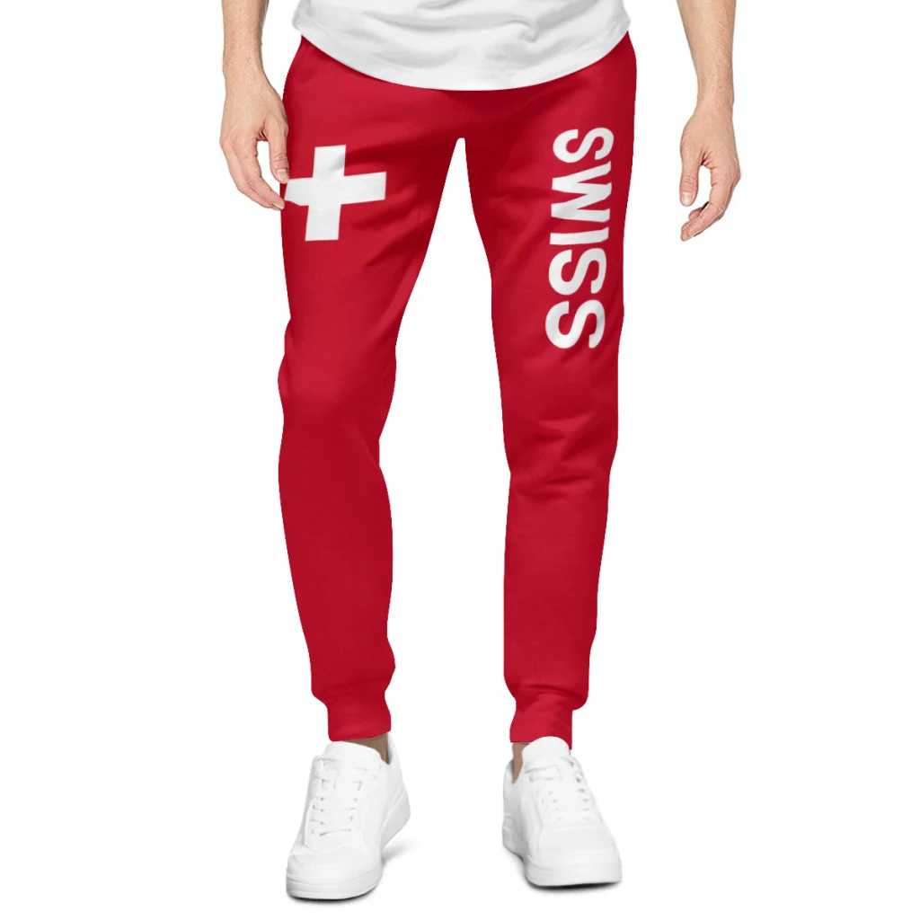 Switzerland Flag Mens Sweatpants with Pockets Joggers for Men Sports Casual Sweat Pants With Drawstring