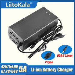 42V/54.6V/67.2V/84V 5A Battery Charger 36V 48V 60V 72V Li-ion Charger 110-220V for 10S 13S 16S 20S ebike Scooter battery pack