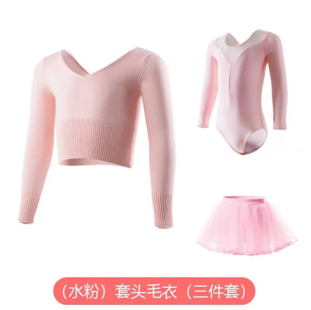 Children's dance training suit, autumn and winter long sleeved three piece set, girls' ballet set, Chinese grading