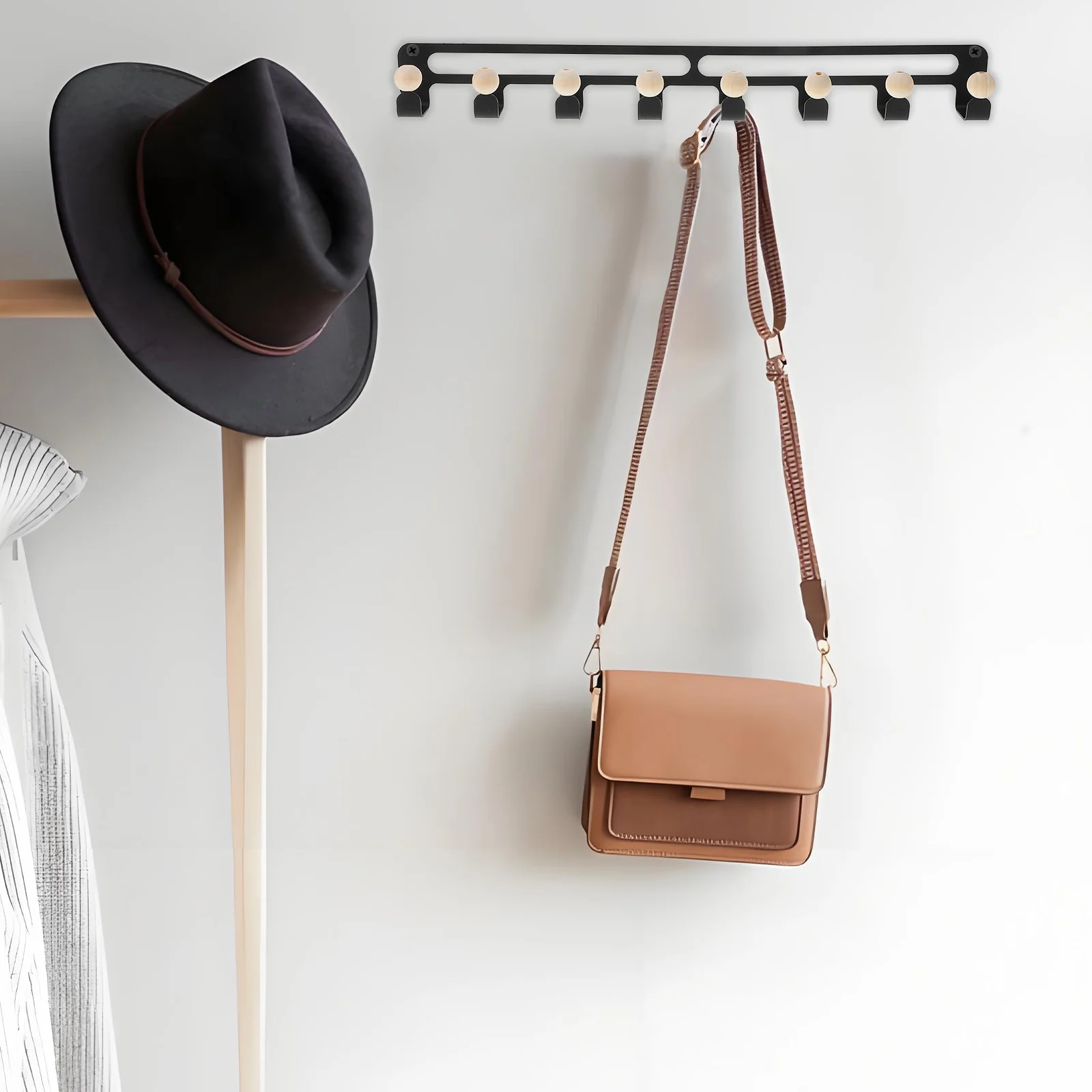 

Wall Mount Hooks Key Holder for Clothes Accessories Iron Decorative Rack Home Nodrill Compact Medal Hanger Organize Space Black