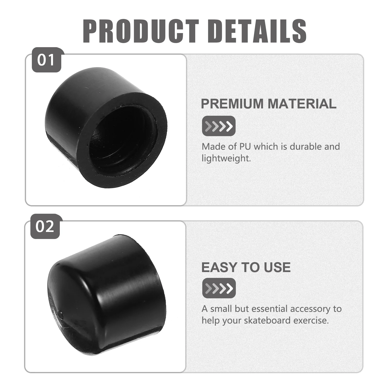 2 Sets Full Line of Support Vertices Skateboard Bushings Replacement Longboard Truck Pu