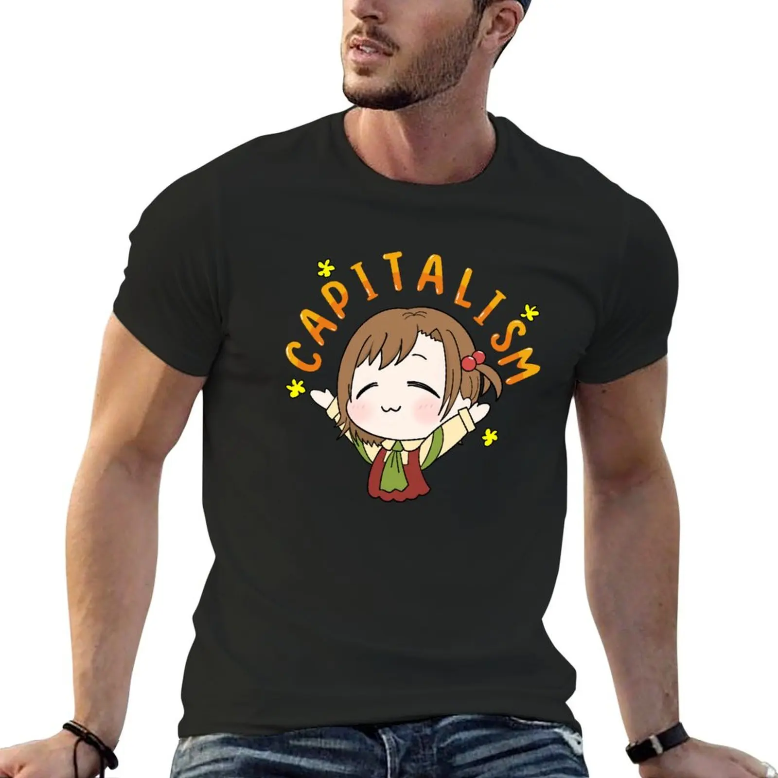 ¡Modelo de Sistema de Gestión de Energía, Ho! Requettear-Camiseta con estampado de animales para hombre, ropa de anime, camisetas gráficas de anime