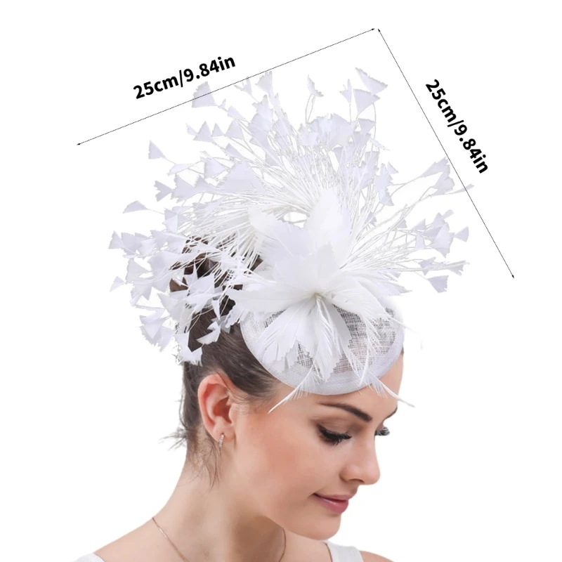 หมวก Fascinator ปาร์ตี้พร้อมกิ๊บอุปกรณ์ประกอบฉากหมวกดอกไม้ขนนกที่พูดเกินจริง