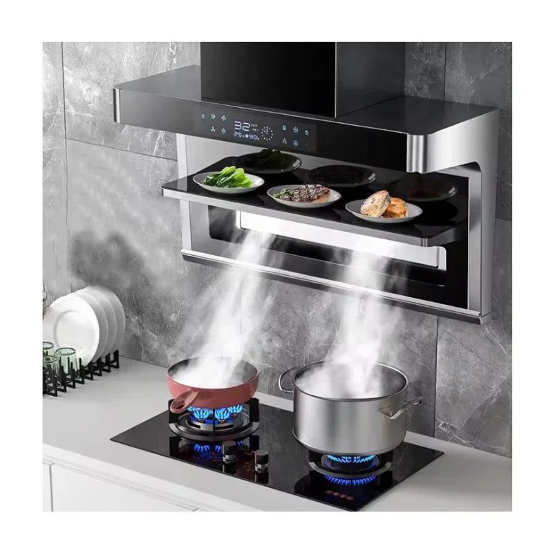 

Home appliance kitchen range hood Wave induction Wall Mounted 42 Large suction 7-shaped top side double suction range hoods