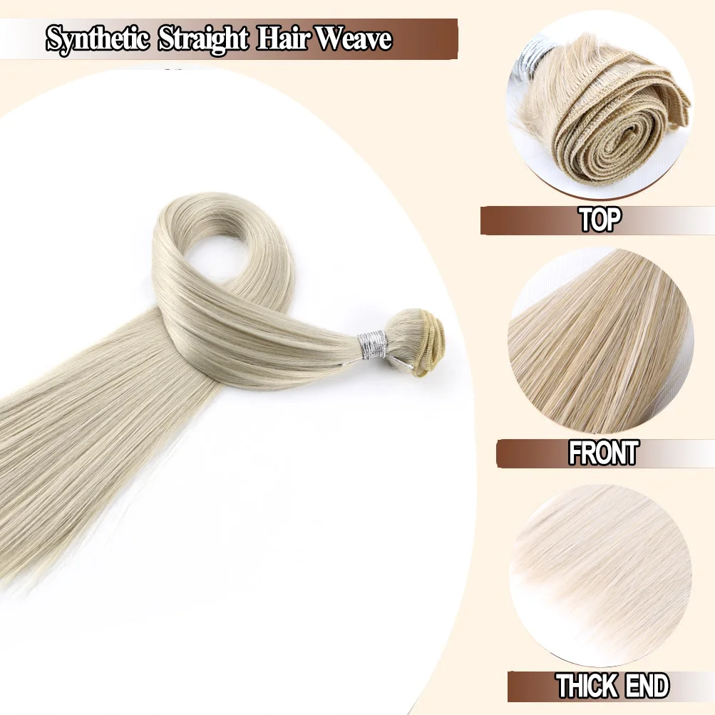 금발 본 야키 스트레이트 헤어 번들 천연 헤어 익스텐션 인조 섬유 슈퍼 롱 합성 스트레이트 헤어 풀 투 엔드