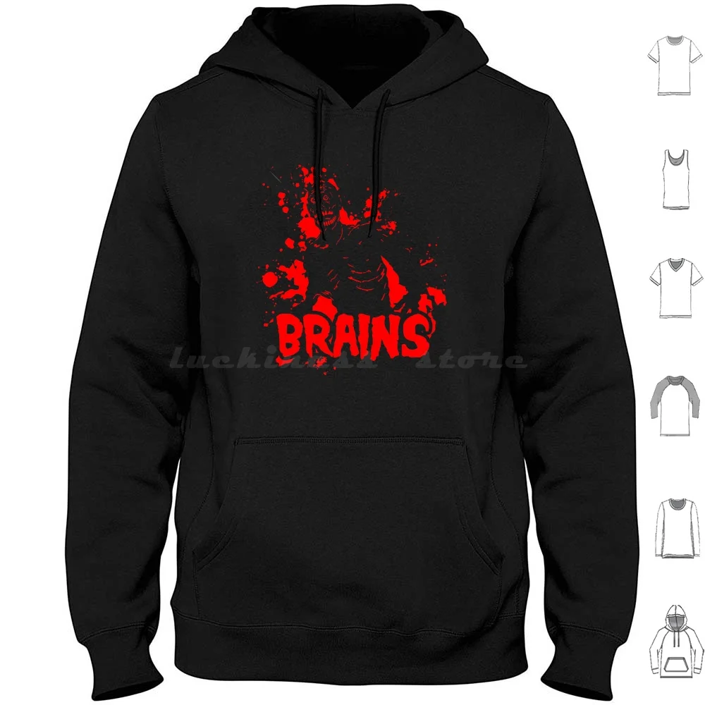 

Толстовка с капюшоном He Wants Your Braaains из хлопка с длинными рукавами Iconic Undead Movies 80s Horror Rotld Zombies Living Dead Trioxin