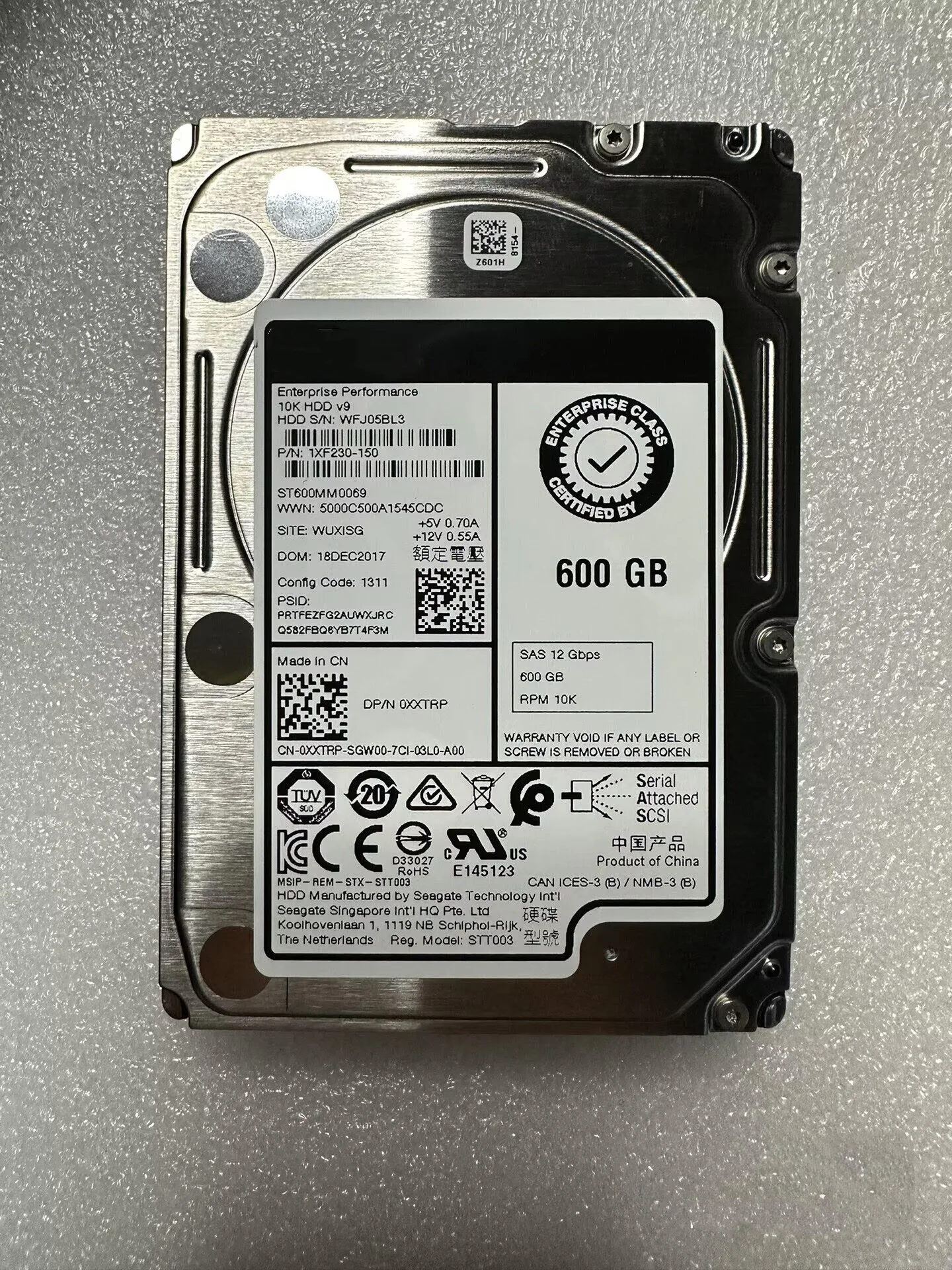

0XXTRP XXTRP 600G 10K 2.5' 12GB 256M ST600MM0069 Hard drive HDD