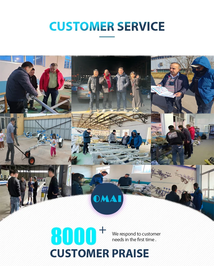 OMAI جديد عالي الأداء ثنائي المحور يمكن أن يحمل 2500 كجم مقطورات القوارب الصينية للقوارب النارية