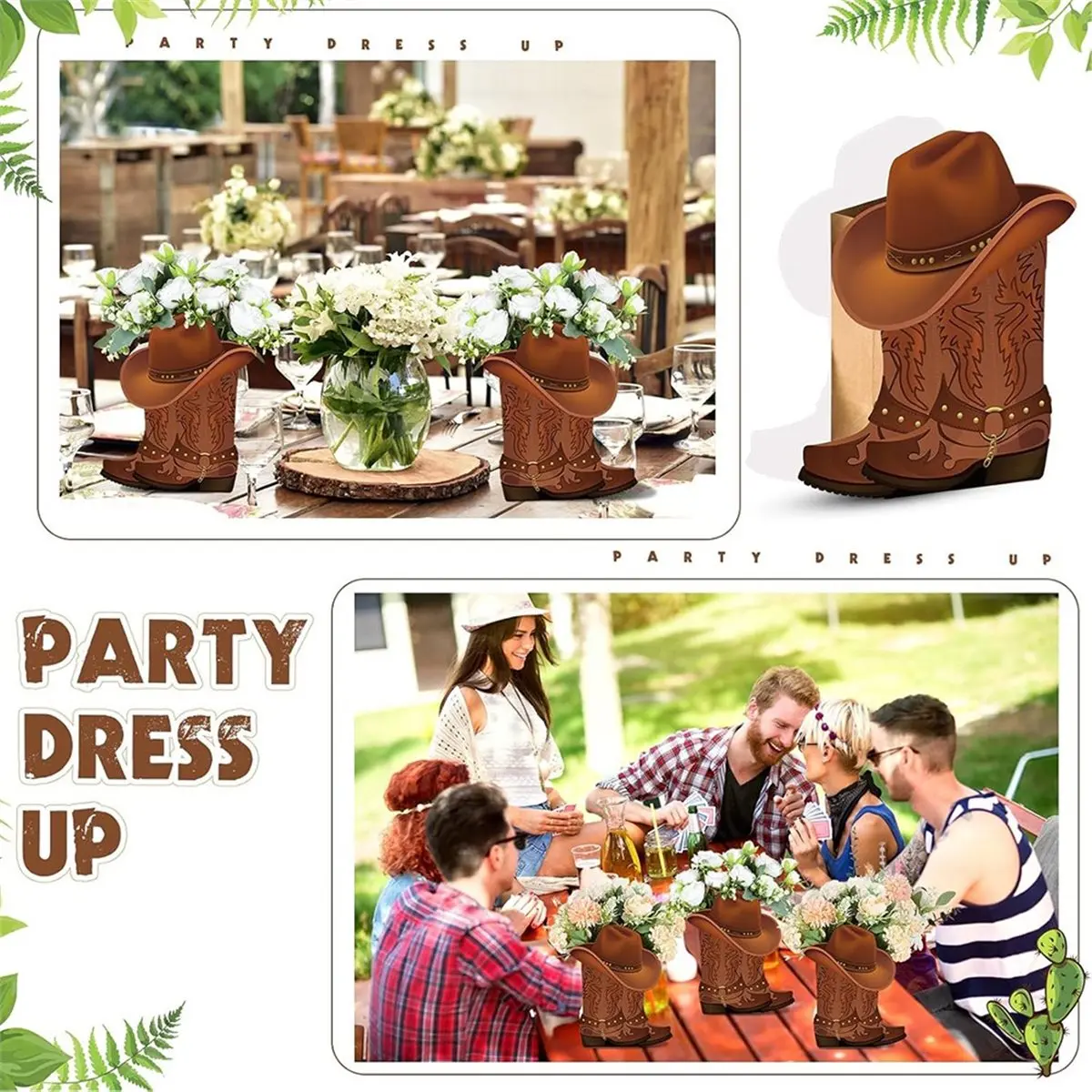 

Декоративные коробки для цветов в форме ковбойских сапог, украшения для вечеринок, свадеб, детских праздников, набор из 16 штук