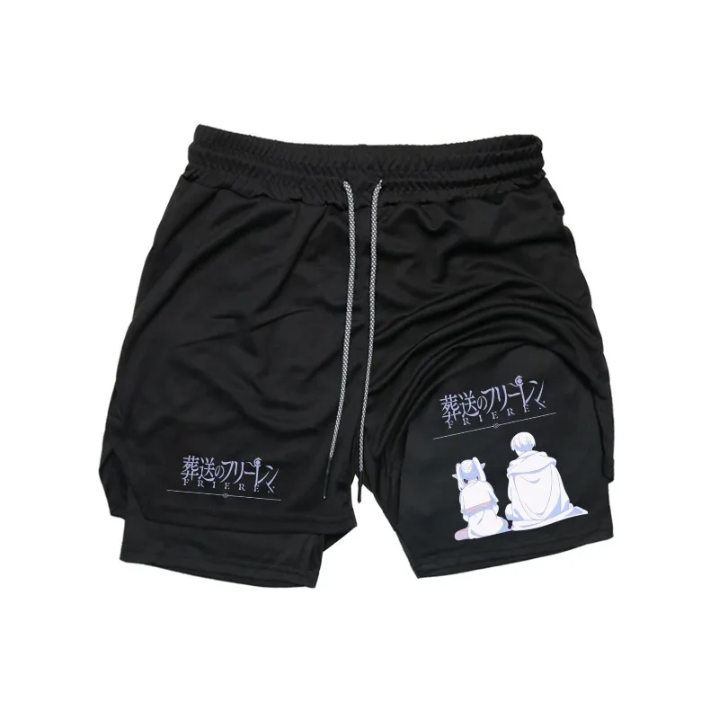 

Frieren Her Friends Performance Shorts Men 2in1 Running Compression Shorts Training Yoga Gym Sportswear Workout Shorts Pockets