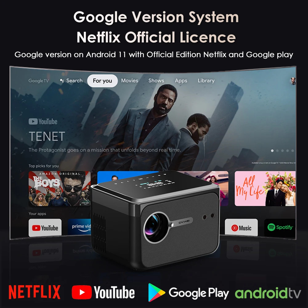 Android 11 Portable Projector Google Version Netflix Official Licence 4k projector 5G WiFi Dolby Home Theater beam Projector