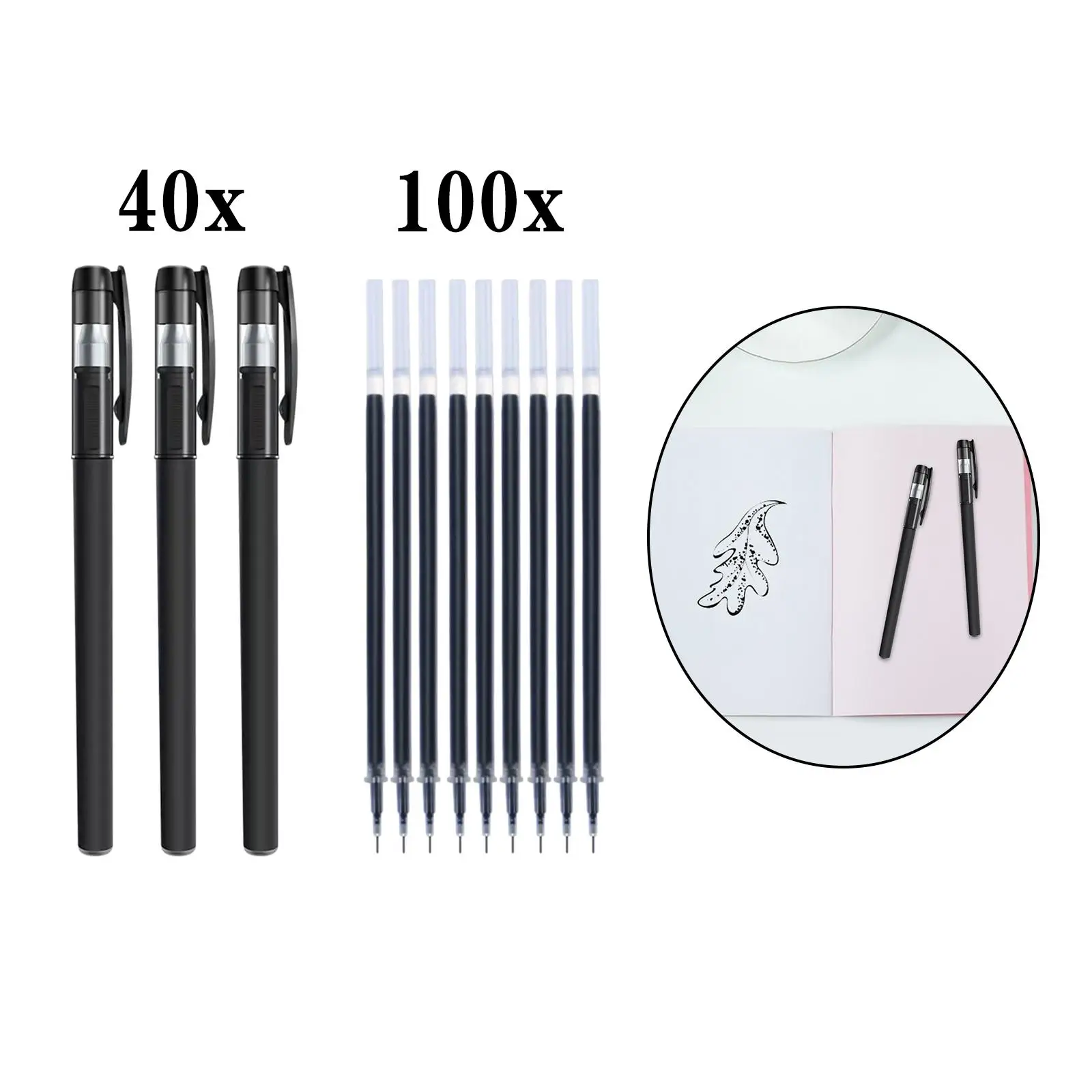 

40 Pieces Gel Pens with 100 Refillsneutral Pen Stationery for Writing Office