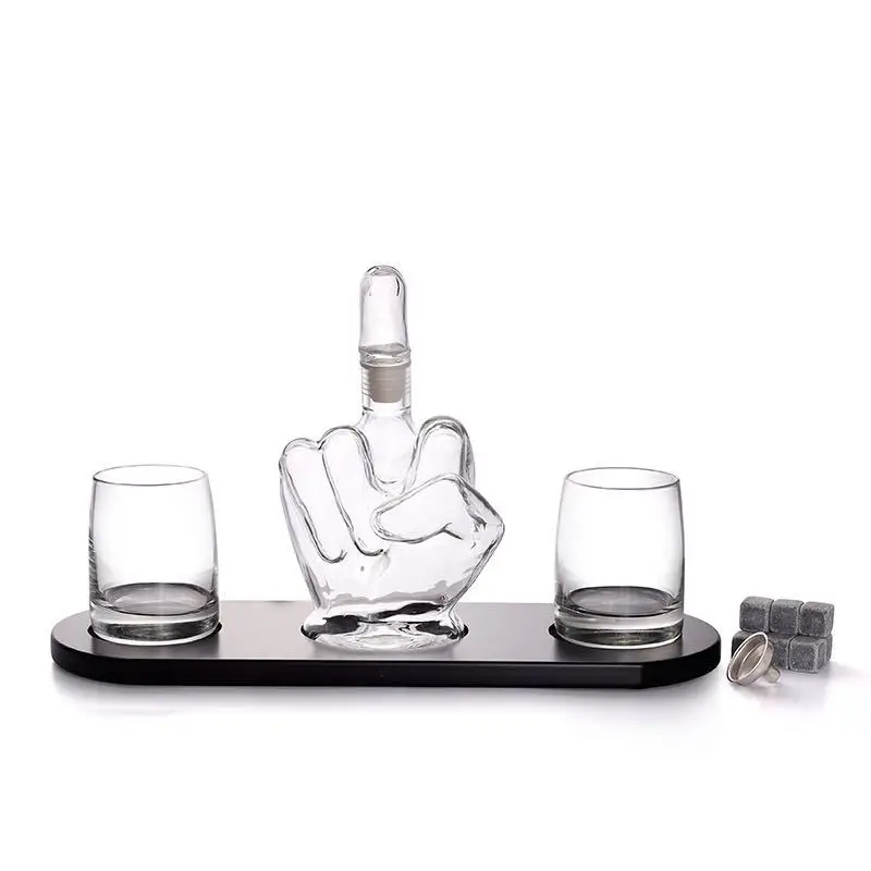 1000ml Unique Finger Shape Whiskey Decanter Middle Finger Design for Scotch Bourbon Alcohol Bottle Bar Party Decor Gift