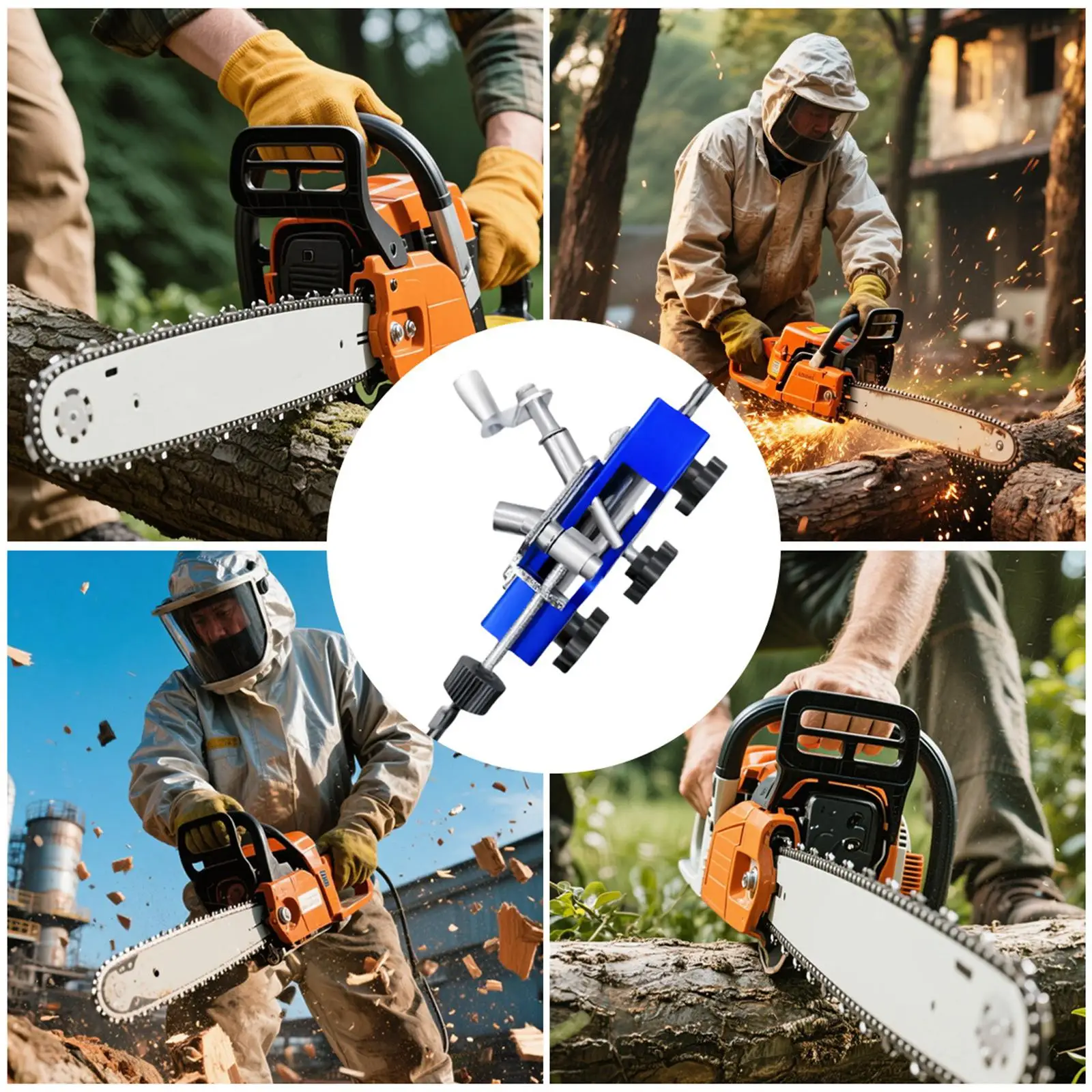 Manual Chain Saw Sharpener Kit with 4/5/6mm Grinding Heads for Garden Worker Sturdy Versatile Compact Accessories Hand Crank