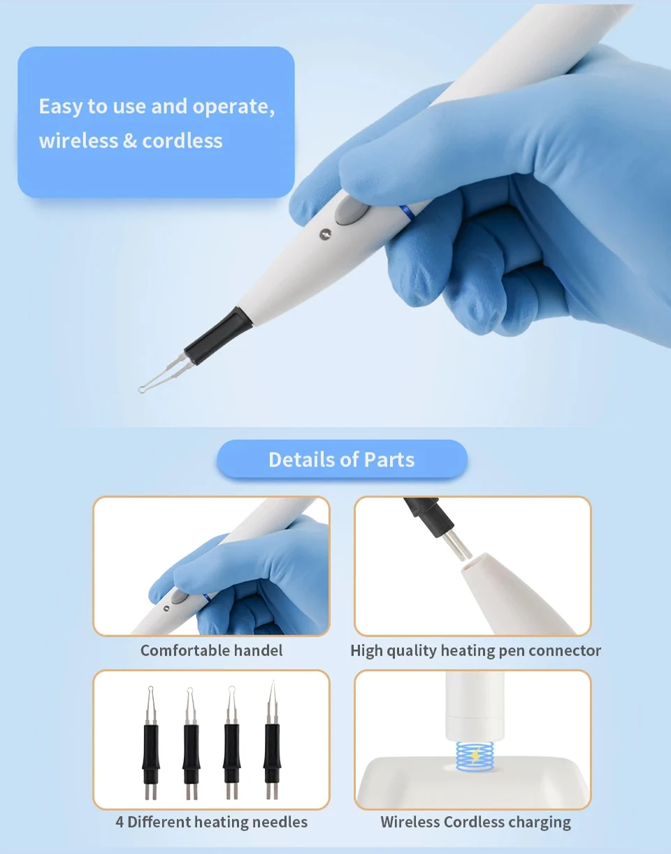 Dental Wireless Gutta Percha Zahnfleischschneider Endo Obturationssystem Dental Dissolved Breaker Gutta Percha Cutter mit 4 Spitzen – Detail 7