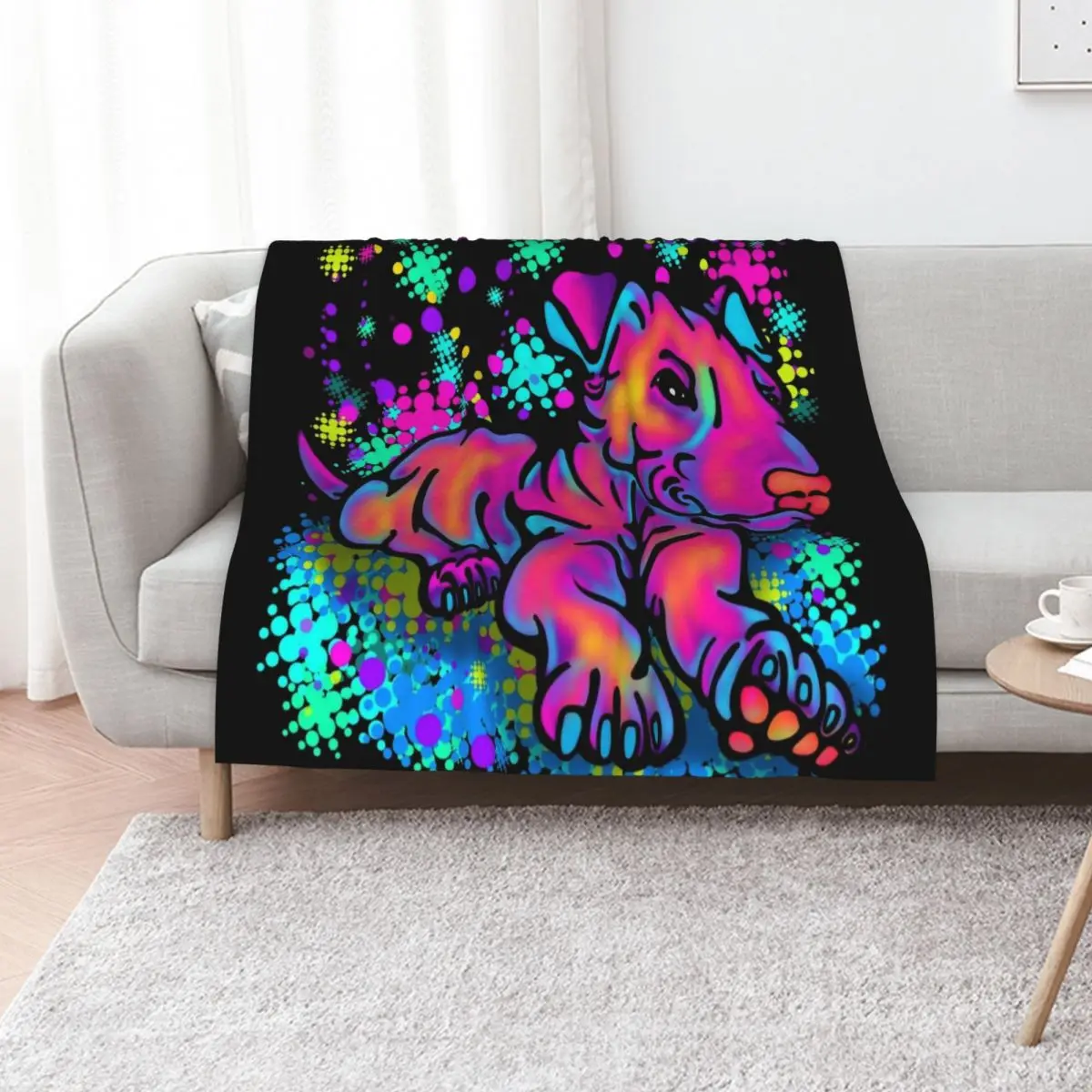 Colour Splash Bull Terrier Pup Throw Blanket Beach blankets and throws Sofa Hairys Decorative Sofa funny gift Blankets
