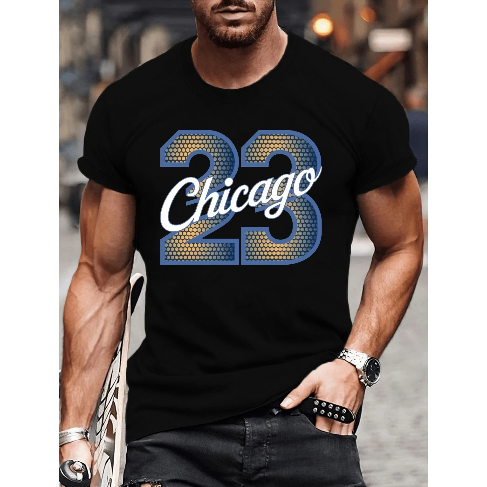 Fashion Breathable Men's 23 Short Sleeve Jersey Cool Chicago Print T-Shirt Clothing Summer Quick Dry Fitness Sports T Shirts