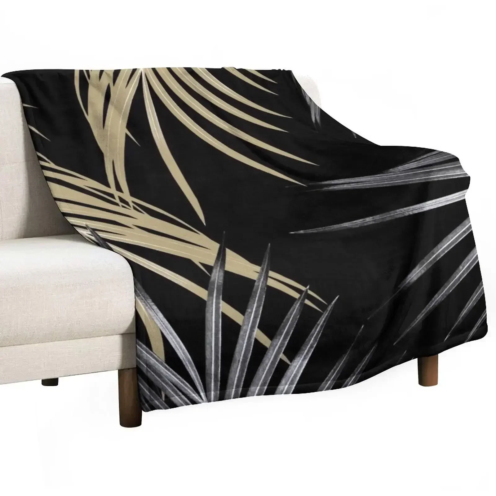 

Gold Gray Palm Leaves Dream #1 #tropical #decor #art Throw Blanket Softest Blankets For Bed Extra Large Throw Blankets