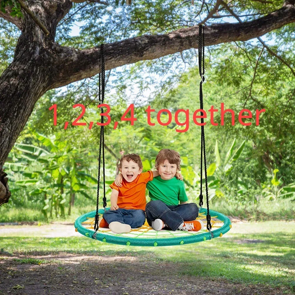 Columpio de malla al aire libre para niños, hamaca circular de tubo de acero, instalaciones de entretenimiento para niños domésticos, multiusuario