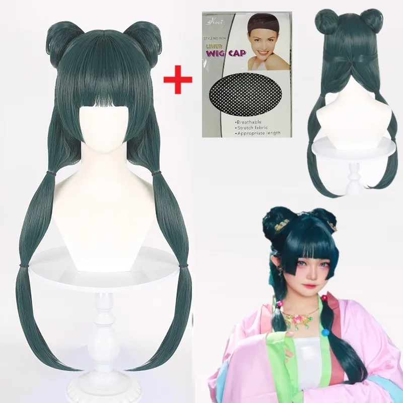Maomao Cosplay Wig Anime The Apothecary Diaries Heat Resistant Synthectic Green Hair Buns Kusuriya no Hitorigoto Girl Wig